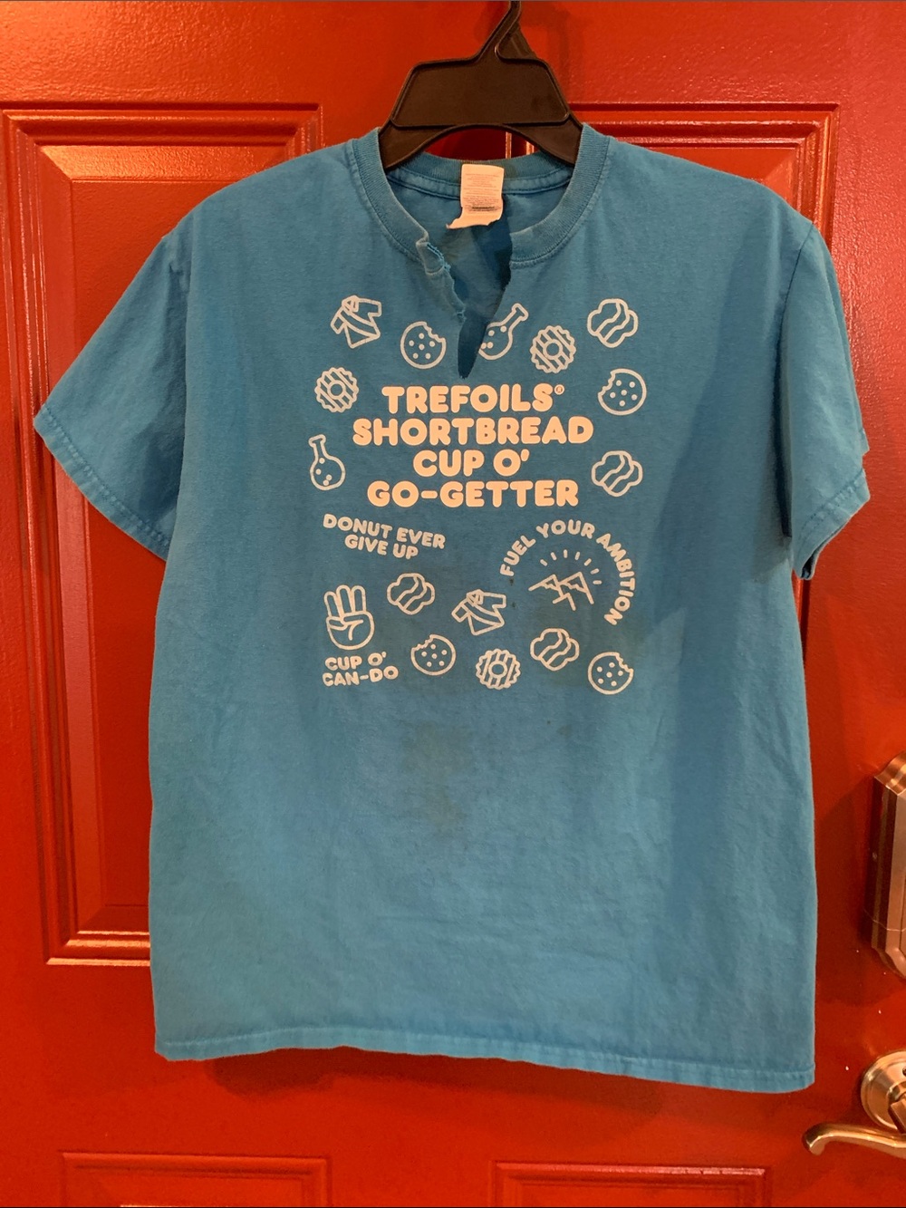 Gildan Blue Kids Tee with White Trefoils Shortbread Graphic